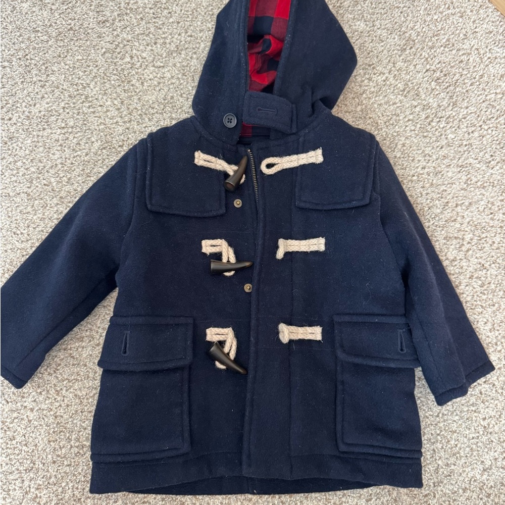 GAP Kids Navy Pea Coat with Red Lining